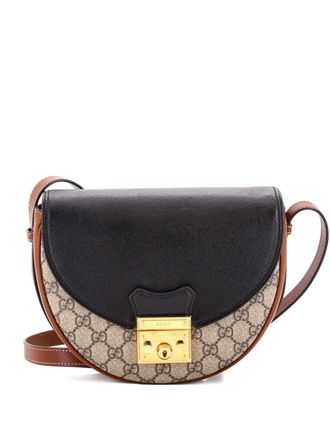 Gucci Padlock Saddle Shoulder Bag GG Coated Canvas and Leather Small crossbody bag - Black