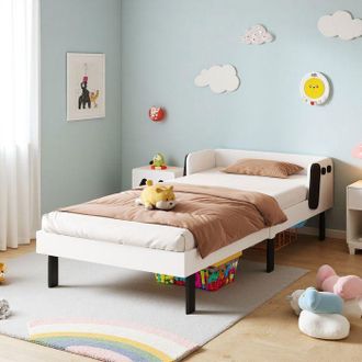 OEM Cama Infantil 90x200 Cm, Cama Para Ni&ntilde;a, Cama Individual, 250403xjw, Modelado De Cachorro, Marco De Cama 90x200 Cm, Madera Maciza, Blanco