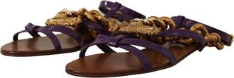 Dolce & Gabbana Womens Purple Leather Devotion Flats Sandals Shoes