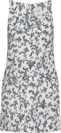 Possé Rue baroque-print mini dress - White