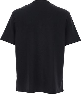 Balmain Mens Black Crewneck T-Shirt With Front Logo Cotton T-Shirts And Polos
