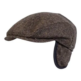Wigens Mens Herringbone Wool Ivy Slim Cap with Earflaps in Olive at Nordstrom, Size 62