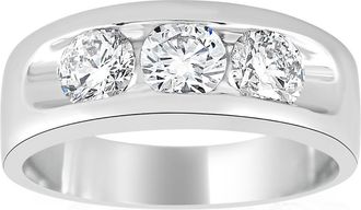 Pompeii3 2 1/4Ct Diamond Mens Three Stone Ring 10k White Gold Lab Grown