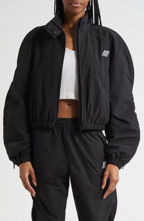Alexander Wang Zip Sleeve Oversize Crop Track Jacket in Black at Nordstrom, Size Large