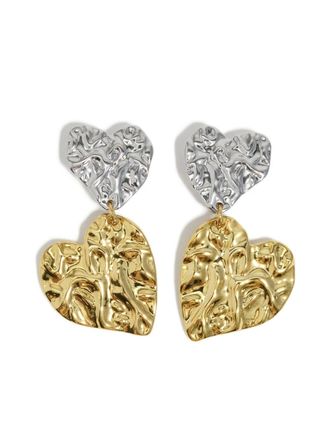 Bimba & Lola textured-heart two-tone earrings - women - Brass - One Size - Yellow