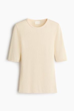 H&M Rib-knit T-shirt in Cream at Nordstrom, Size Xx-Large