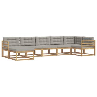 vidaXL Conjunto De Sof&aacute;s De Exterior 7 Pcs Blanco Y Gris Claro Vidaxl