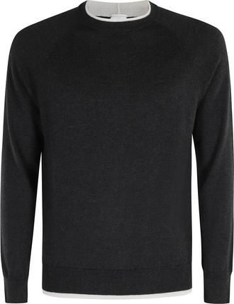 Eleventy Round-neck Knitwear, male, Black, L, Gray and sand knit Jumper