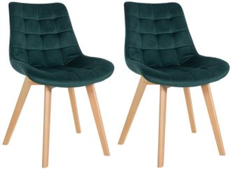 Clp Clp - Set De 2 Sillas De Comedor Brook En Terciopelo Verde
