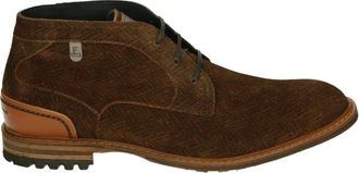 Floris Van Bommel Casual leren schoenen in cognac - Heren - Veterlaarzen - Bruin - 42 1/2 EU - Leer - Schoenen