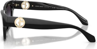 Giorgio Armani 0ar8246u Bold Rectangular Black Acetate Sunglasses with Gold Logo
