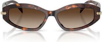 Michael Kors Wilmington 54mm Oval Sunglasses in Luggage Tortoise /Smoke at Nordstrom