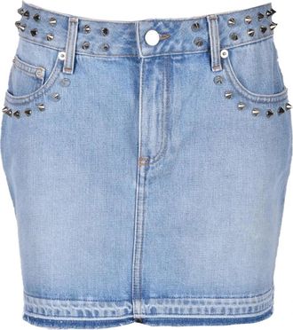 Alessandra Rich Katoenen High-Waisted Gonna Rok - Dames - Spijkerrokken - Blauw - W26 - Katoen - Rokken