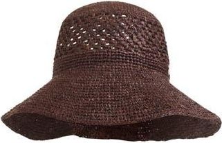 Bruno Magli Straw Crochet Packable Floppy Hat in Brown at Nordstrom Rack