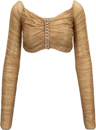 Elisabetta Franchi Dames, Tops, Beige, Maat: XS Polyamide