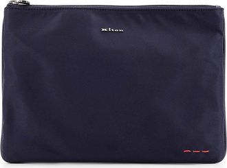 Kiton Nylon clutch bag with metal lettering logo