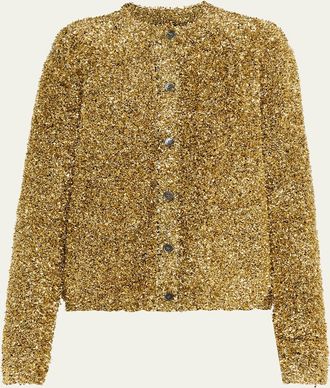 Zankov Sydney Textured Metallic Crewneck Cardigan