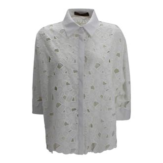 D.exterior Shirts, female, White, Size: S Embroidered Sangallo Shirt