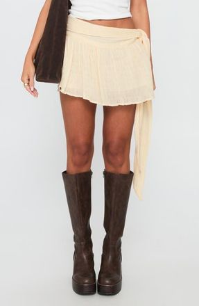 Princess Polly Reviva Side Tie Organic Cotton Blend Miniskirt in Cream at Nordstrom, Size 2