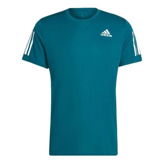adidas Mens adidas Tennis Training Sports Stripe Solid Color Logo Breathable Quick Dry Casual Short Sleeve Indigo T-Shirt HB7437