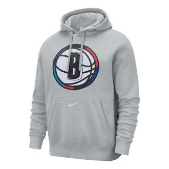 Nike NBA Brooklyn Nets Club City Edition Fleece Pullover Hoodie Grey FZ0588-007