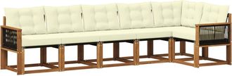 vidaXL Conjunto De Sof&aacute;s De Exterior 6 Uds. Natural Y Crema Vidaxl