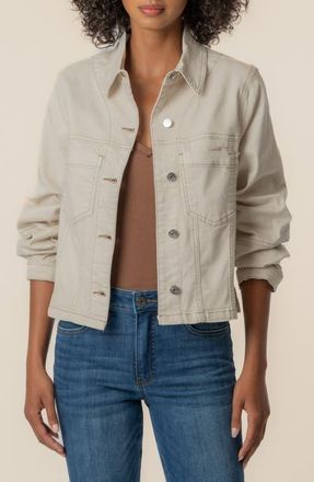 Kut from the Kloth Bailey Topstitch Detail Denim Jacket in Ecru at Nordstrom, Size X-Large