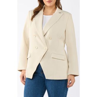 Estelle Sophie Double Breasted Jacket in Beige at Nordstrom, Size 16W