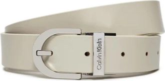 Calvin Klein Omkeerbare Riem met Ronde Gesp - Dames - Riemen - Beige - 95 CM - Leer - Accessoires