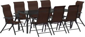 vidaXL vidaXL Garden Dining Set Height-Adjustable 9 pcs Brown Poly rattan