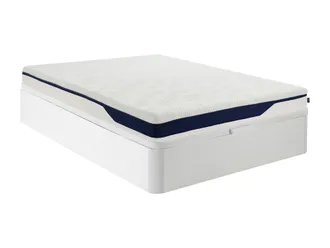 VENTE-UNIQUE.COM Colch&oacute;n con somier canap&eacute; efecto madera blanco 140 x 190 cm