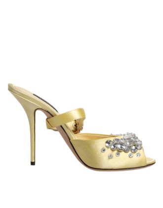Dolce & Gabbana Yellow Crystal Slides KEIRA Sandals Womens Shoes