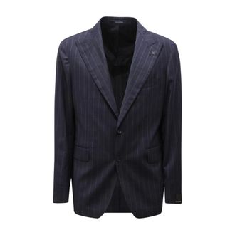 Tagliatore Blazers, male, Blue, Size: XL N9240 Wool Pinstripe Suit