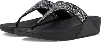 FitFlop Lulu Crystal-Mix Toe-Post Sandals Womens Sandals All Black : 11 M (B), Microfiber