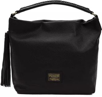 Pompei Donatella Womens Shoulder Bag Tassel Detail - Black Leather - One Size