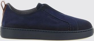 Santoni Victory Calfskin Leather Slip-On Sneakers with Elastic Inserts
