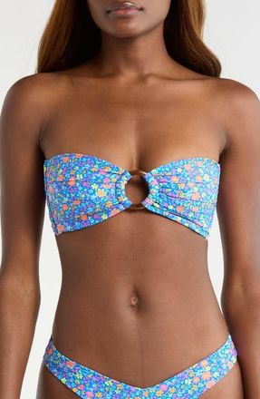 Kulani Kinis Strapless Bandeau Bikini Top in Electric Bloom at Nordstrom, Size X-Large
