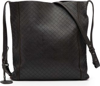 Bottega Veneta Pre-owned Womens Leather Intrecciomirage Crossbody - Dark Grey - One Size