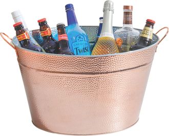 Barcraft Cubo de champ&aacute;n martillado de acero inoxidable plateado