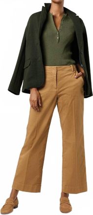 Ann Mashburn Frankie Cropped Pants In British Khaki Stretch Twill