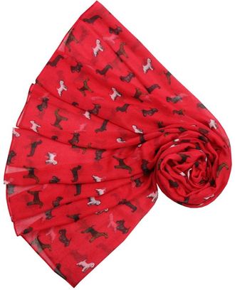 Generic New Pooch Patterns Scottie Westie Airedale and Dachshund Print Large 190cm x 90cm Oversized Scarf Shawl Pashmina in Blue, Red, White or Pink (Red)