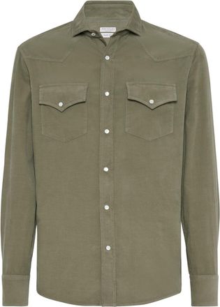 Brunello Cucinelli denim cotton shirt - men - Cotton - S - Green