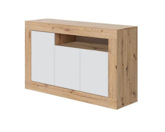 HOGAR 24 Aparador buffet con molduras y 3 puertasroble nodi y blanco artik