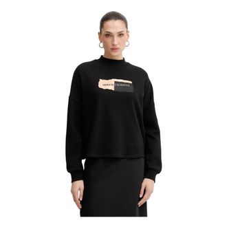 A|X Armani Exchange Sweatshirt met opstaande kraag en print - Dames - Sweatshirts - Zwart - XS - Katoen - Hoodies & sweatvesten