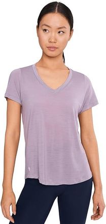 Smartwool Active Ultralite V-Neck Short Sleeve Womens Clothing Purple Storm : XS, Wool/Tencel