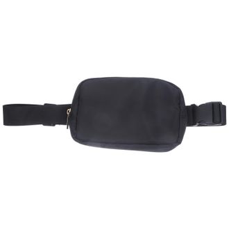 Supvox Adjustable Black Sports Waist Pack for Running, Lightweight Womens Fanny Pack with Phone Pouch, Hiking Waist Bag with Sturdy Belt for Outdoor Fitness