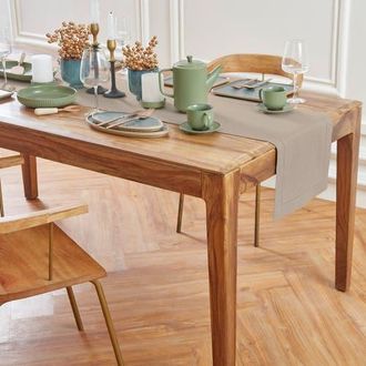 Solino Home Linen Table Runner for Dining Table, Holiday and Everyday Table Decor - Medium Weight Hemstitch in Natural at Nordstrom, Size X-Small