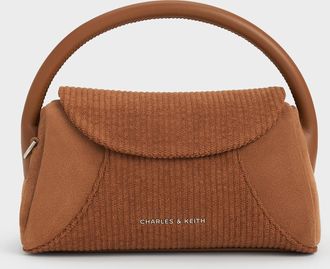 Charles & Keith Girls Nelly Recycled Suede & Corduroy Top Handle Bag