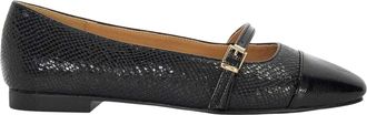 Dune London Dames Lo Hibiski Slangenpatroon Flat Mary Janes (Zwart)