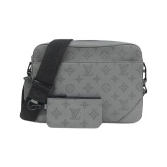 Louis Vuitton Pre-owned Monogram Shadow Duo Messenger Leren Schoudertas - Heren - Pre-owned - Grijs - Maat: ONE Size Leer